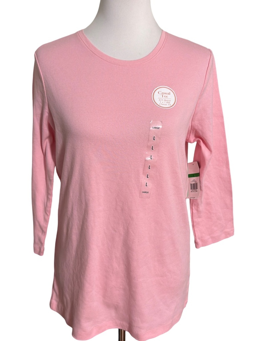 Kim Rogers Pink Casual Tee Cotton 3/4 Sleeve